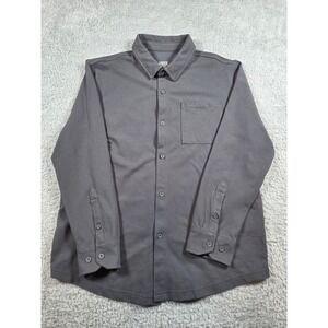 Under 5'10 Performance‎ Button Down Shirt Small Gray Mens Long Sleeve Pique Knit